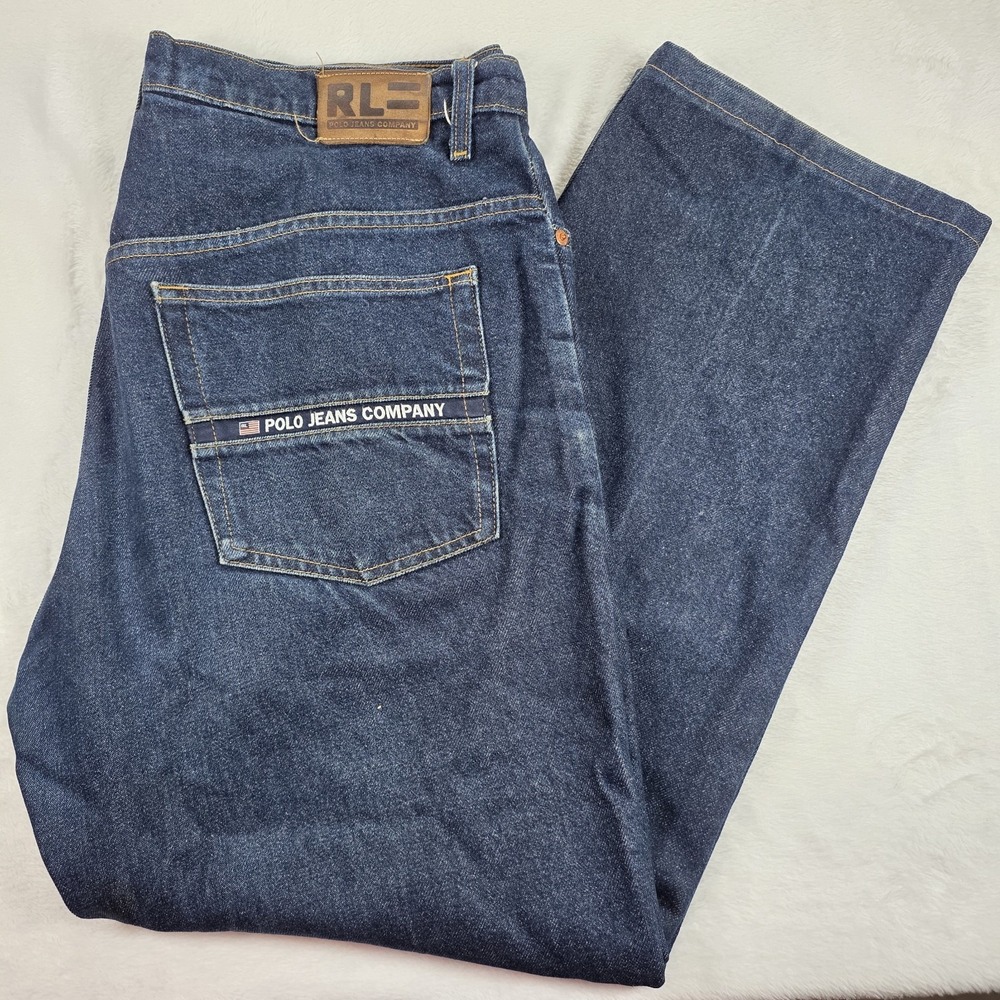 Vintage‎ Polo Ralph Lauren Jeans Denim Y2K Relaxed Straight Banner Skate 36x32